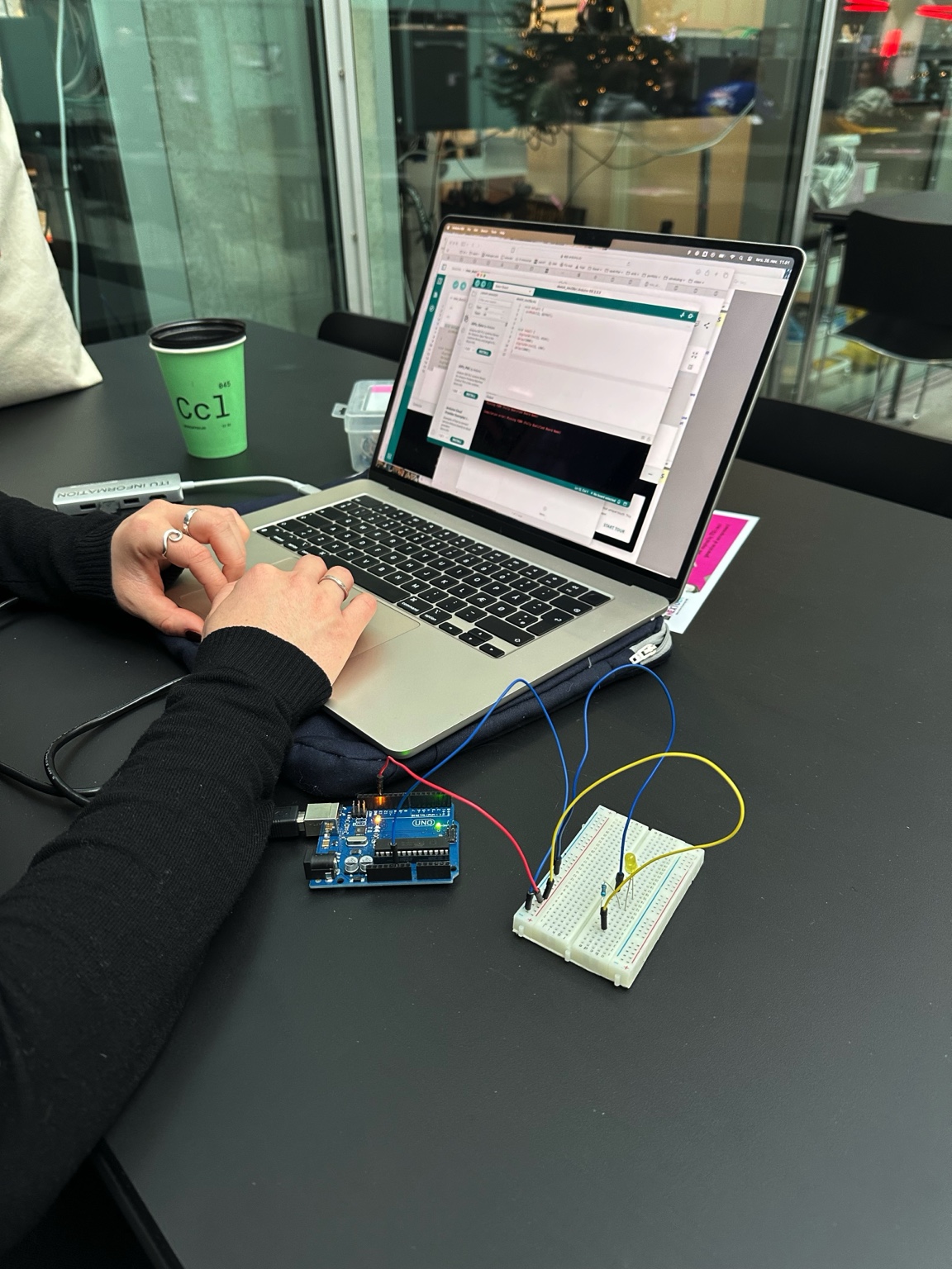 Electronics setup used while developing the alarm prototypes