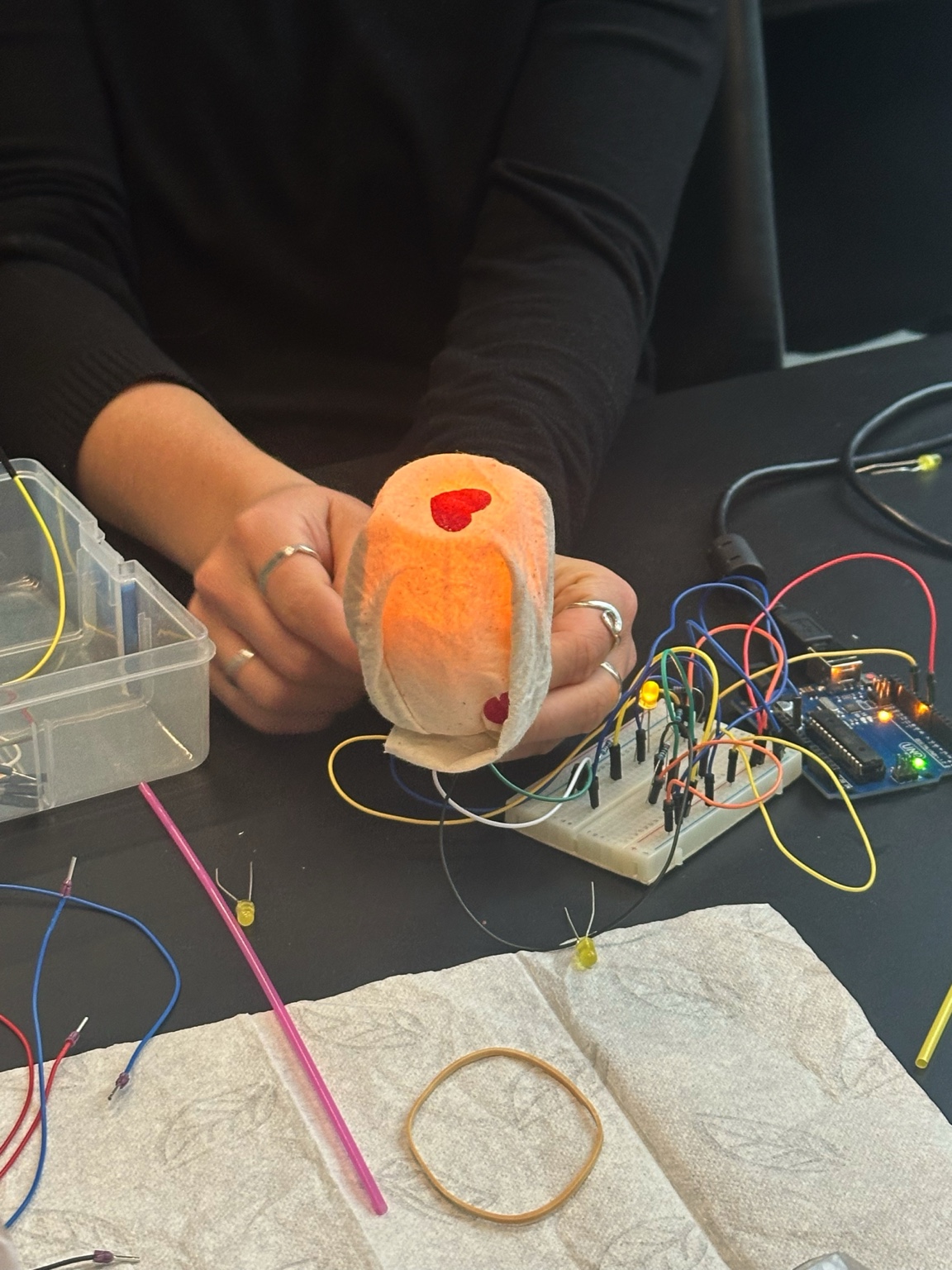 Physical computing alarm prototype in development