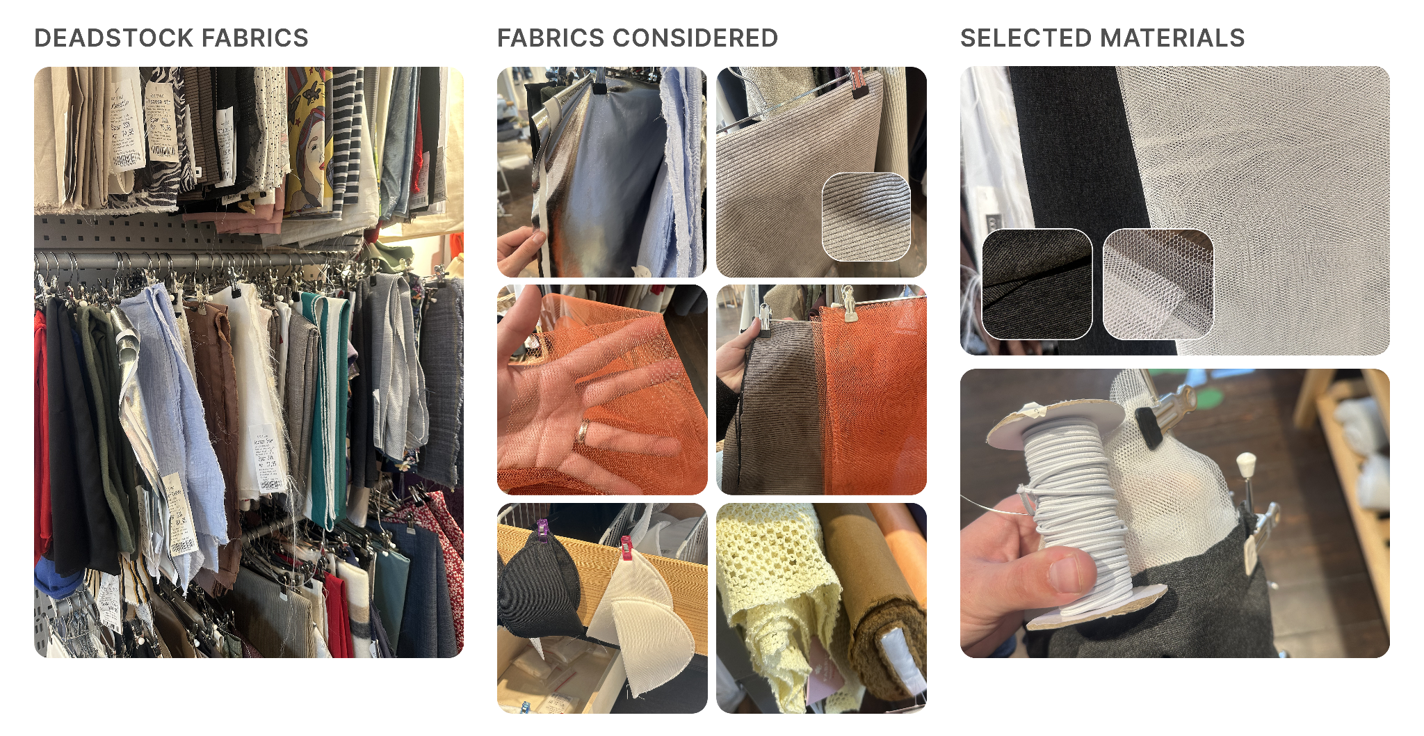 Material exploration at a fabric shop