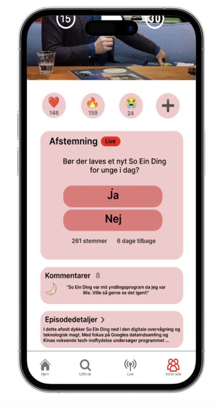 Feedback page with reactions, polls and comments
